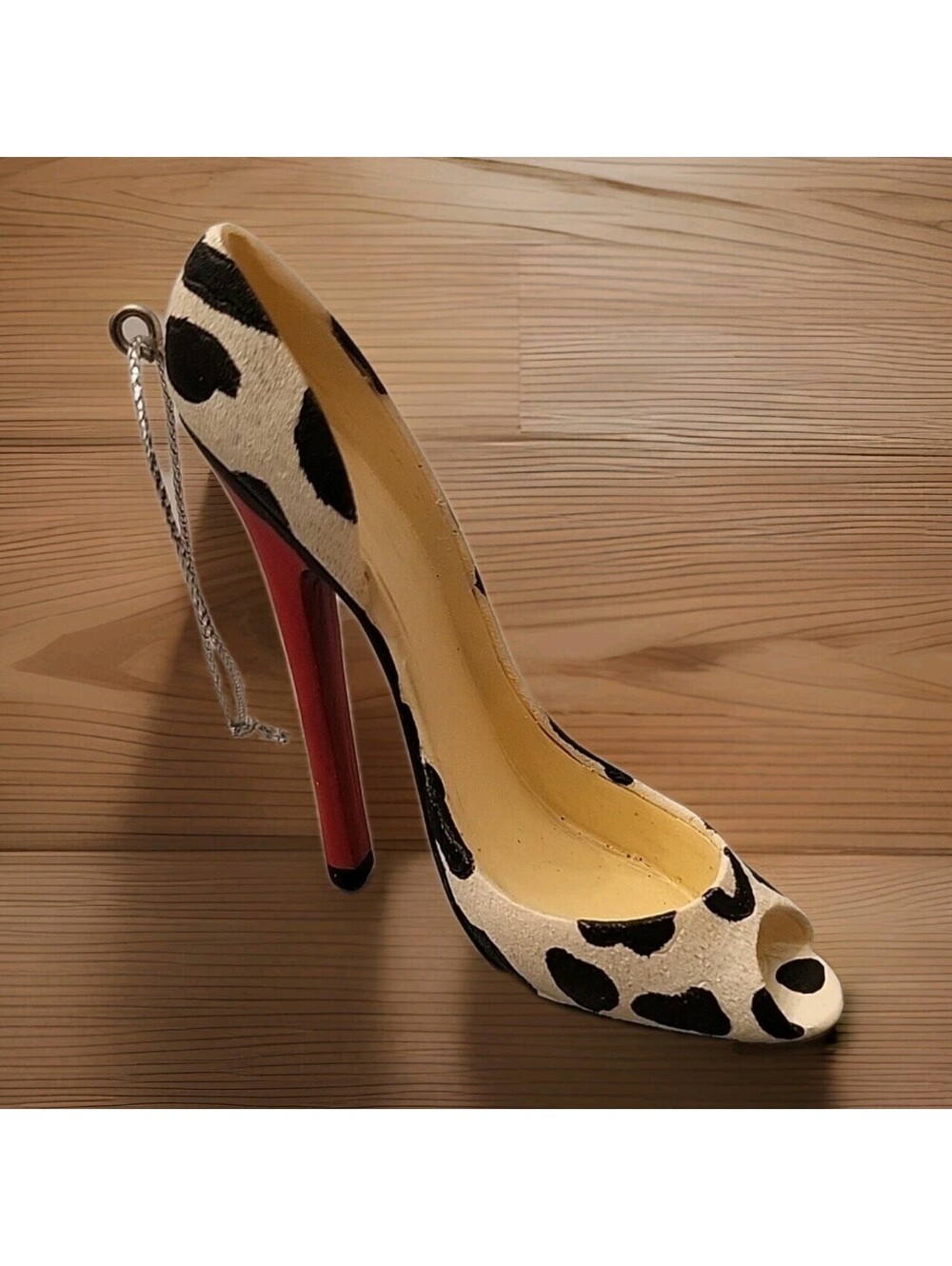 Vintage Christmas Ornament Decoration Excellent Cowhide Stiletto High Heel Shoe